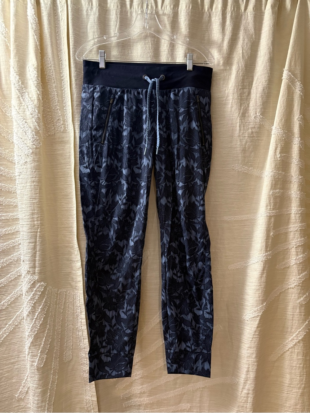 Athleta Navy Floral Drawstring Track Joggers